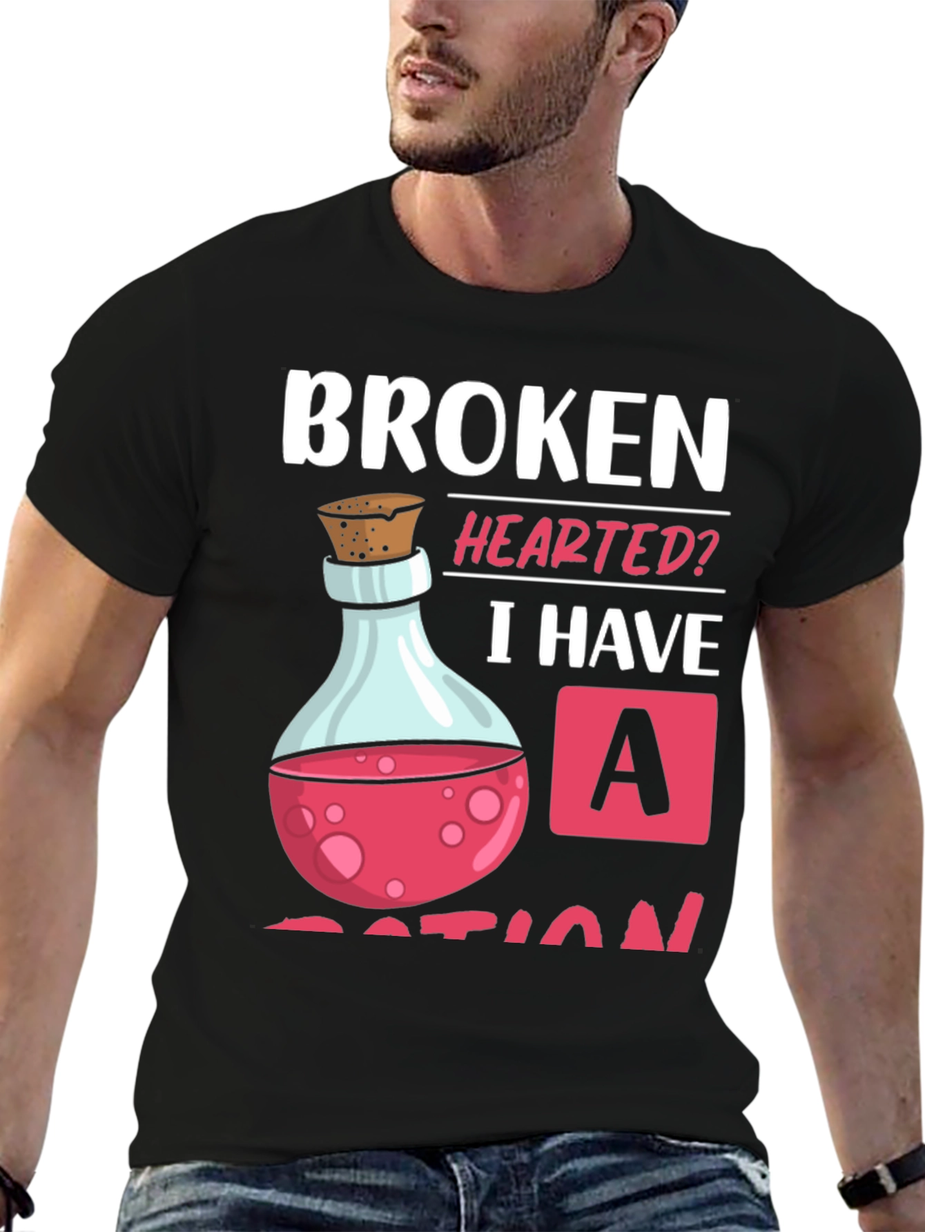 Broken Hearted Potion T-Shirt - Novelty Graphic Tee