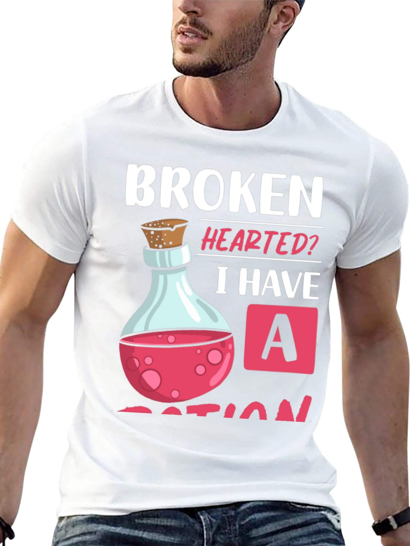 Broken Hearted Potion T-Shirt - Novelty Graphic Tee