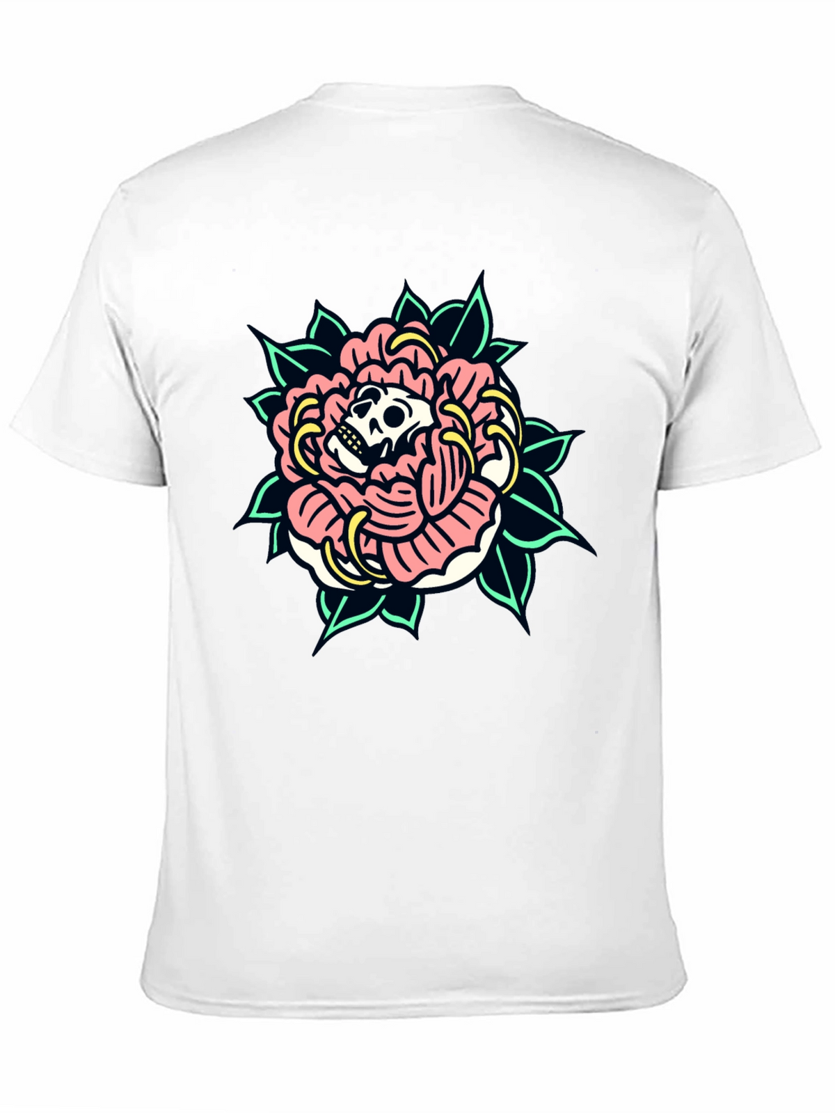 Skull Rose Graphic Tee - Black Cotton T-Shirt
