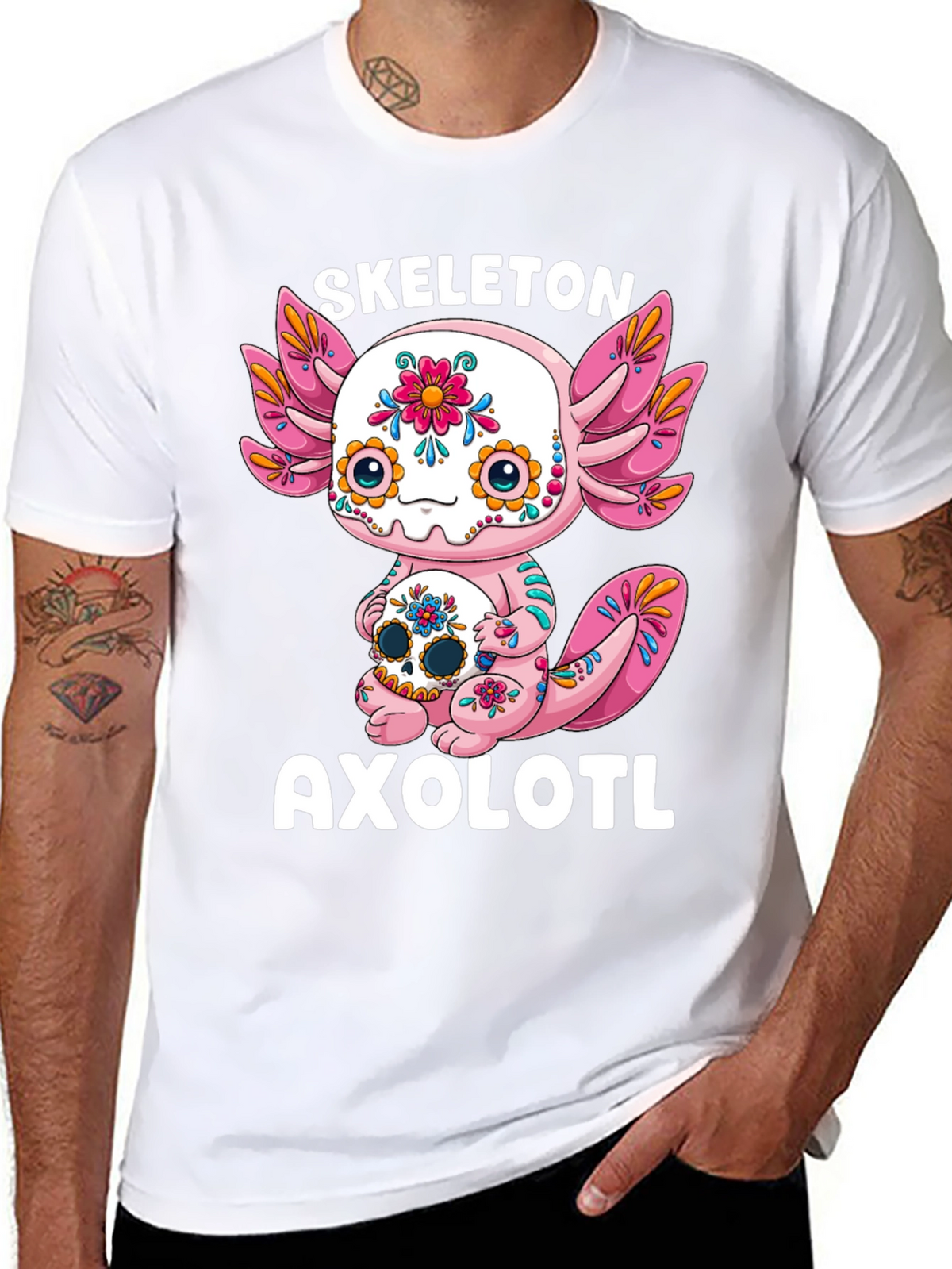 Skeleton Axolotl T-Shirt - Day of the Dead