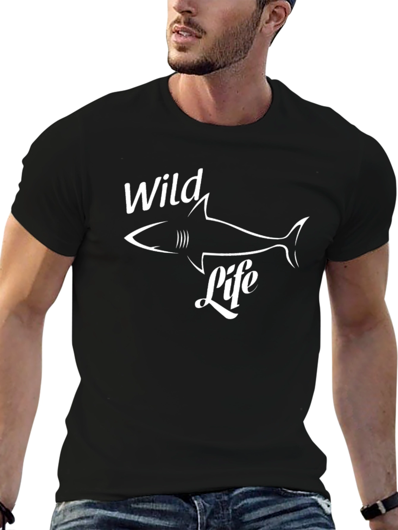 Wild Life Shark Graphic Tee - Black