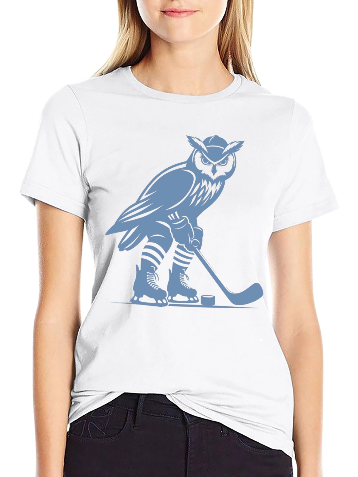 Owl Hockey Player Graphic T-Shirt