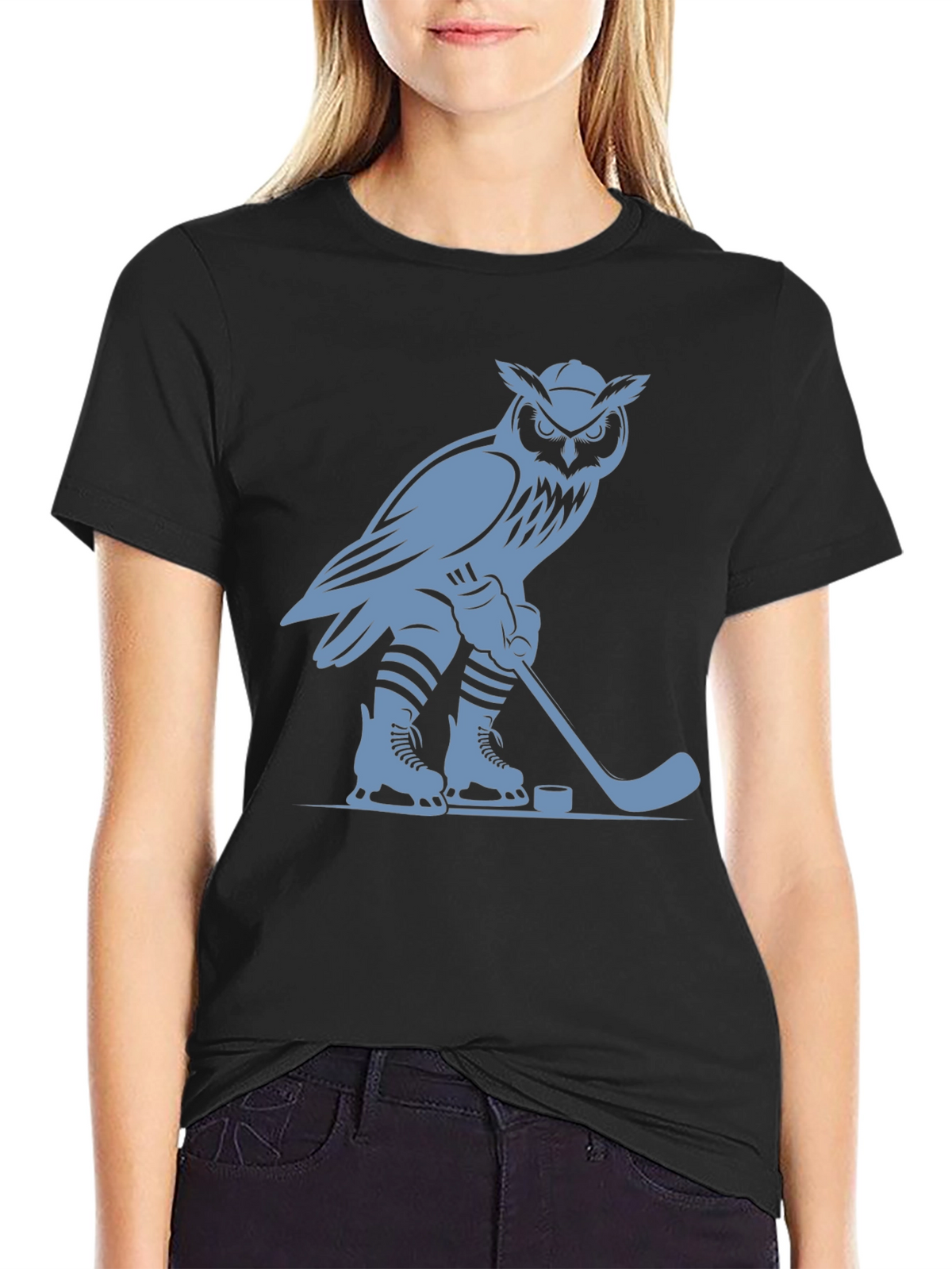 Owl Hockey Player Graphic T-Shirt