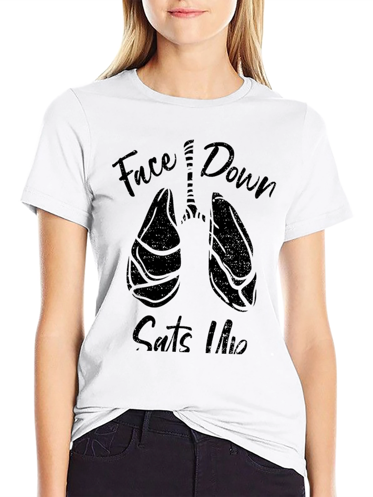 Face Down Suits Up Lung Graphic Tee - Black