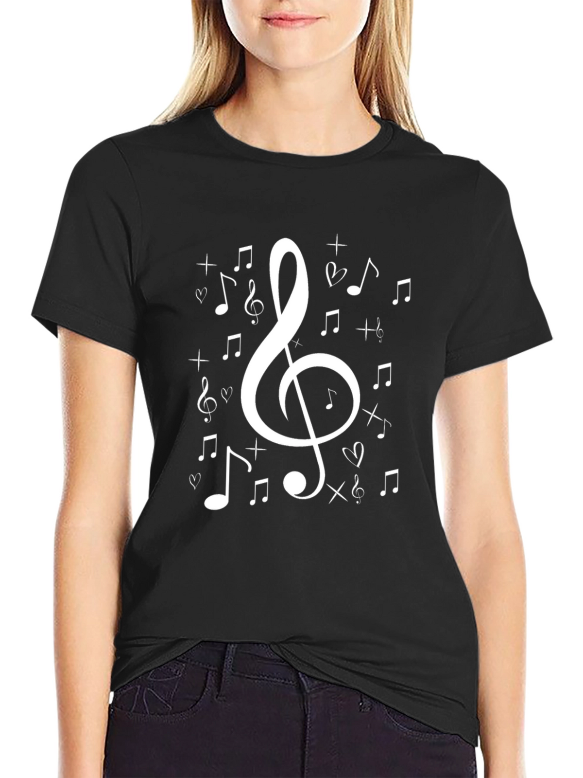 Musical Notes Black Graphic Tee