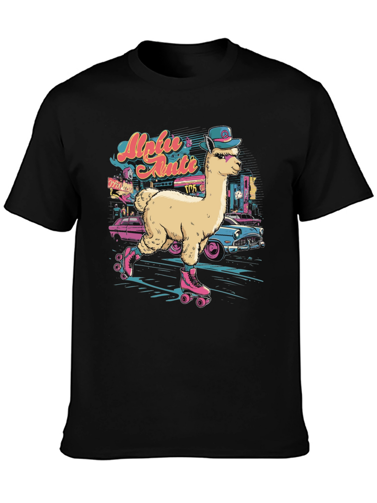 Retro Roller Skating Alpaca T-Shirt