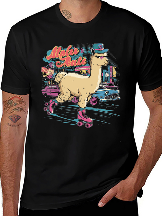 Retro Roller Skating Alpaca T-Shirt
