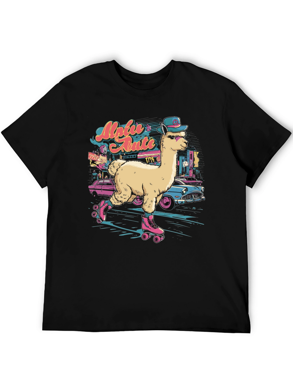 Retro Roller Skating Alpaca T-Shirt