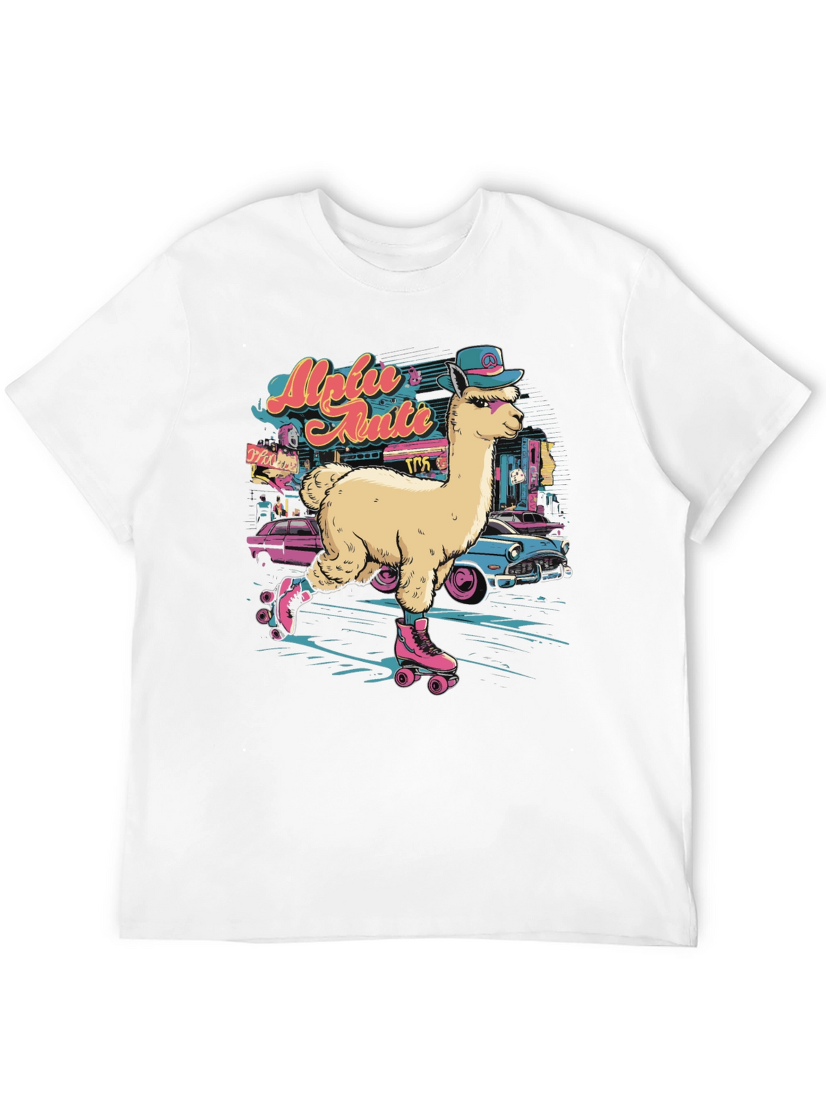Retro Roller Skating Alpaca T-Shirt