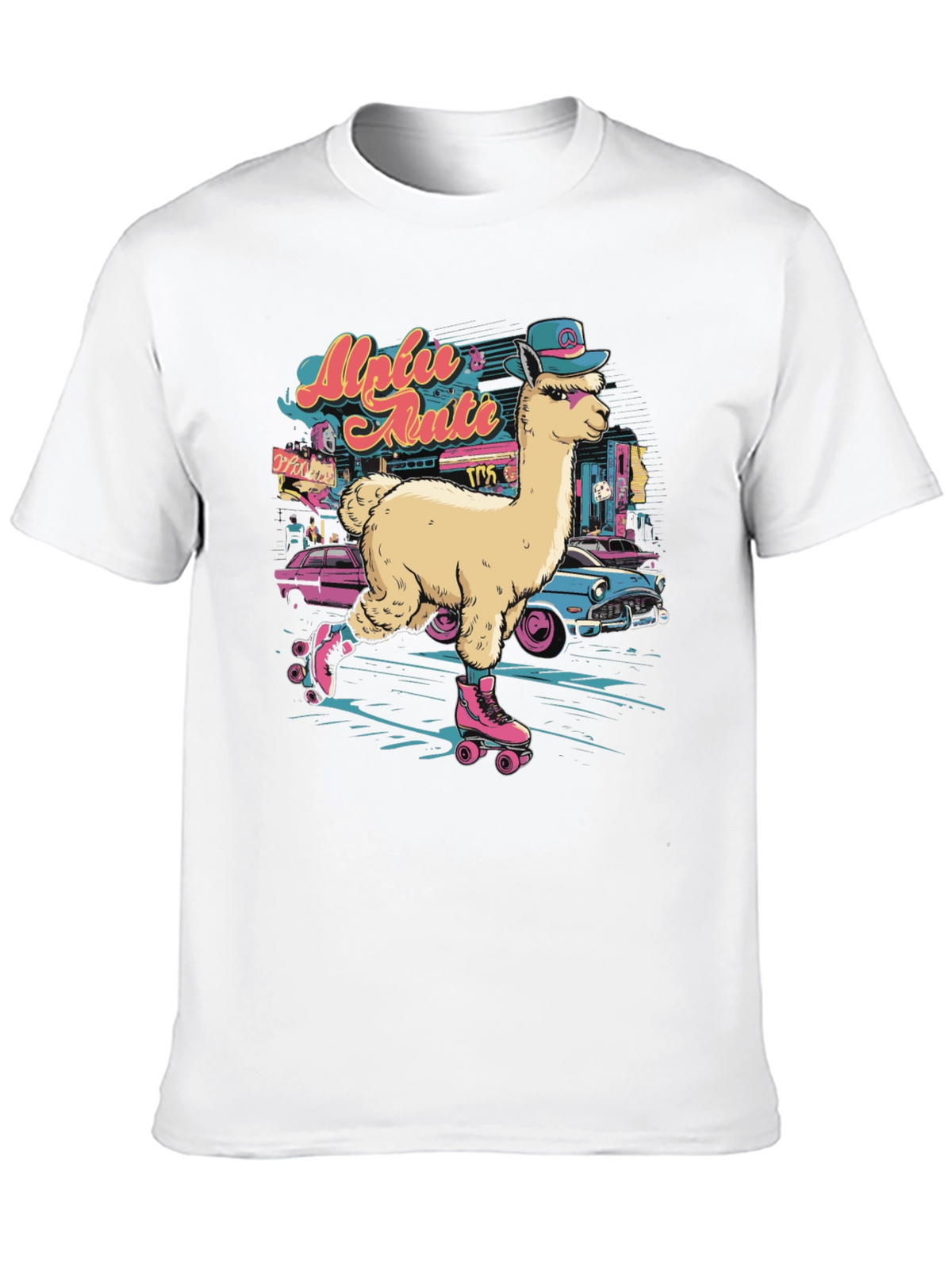 Retro Roller Skating Alpaca T-Shirt