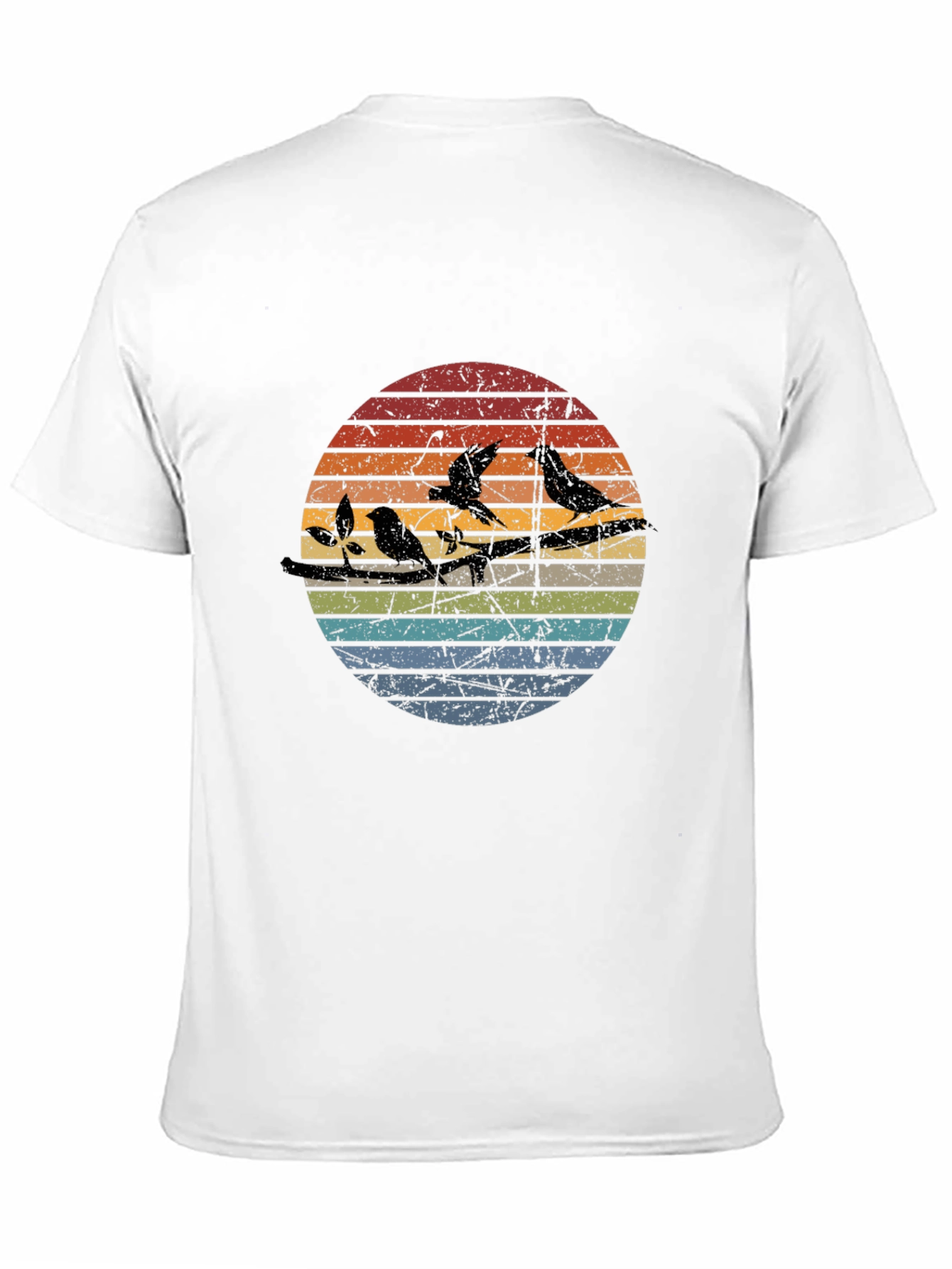 Retro Birds on a Wire Graphic Tee - Black
