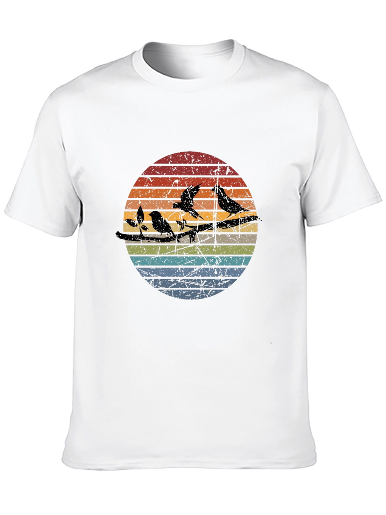 Retro Birds on a Wire Graphic Tee - Black