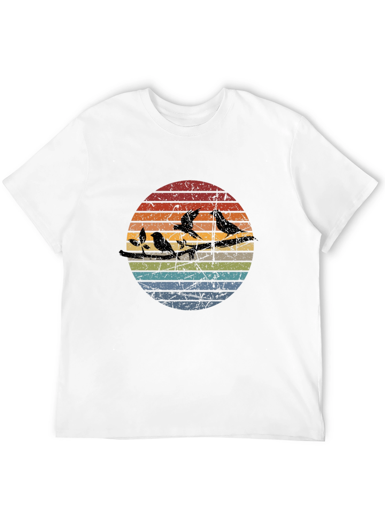 Retro Birds on a Wire Graphic Tee - Black