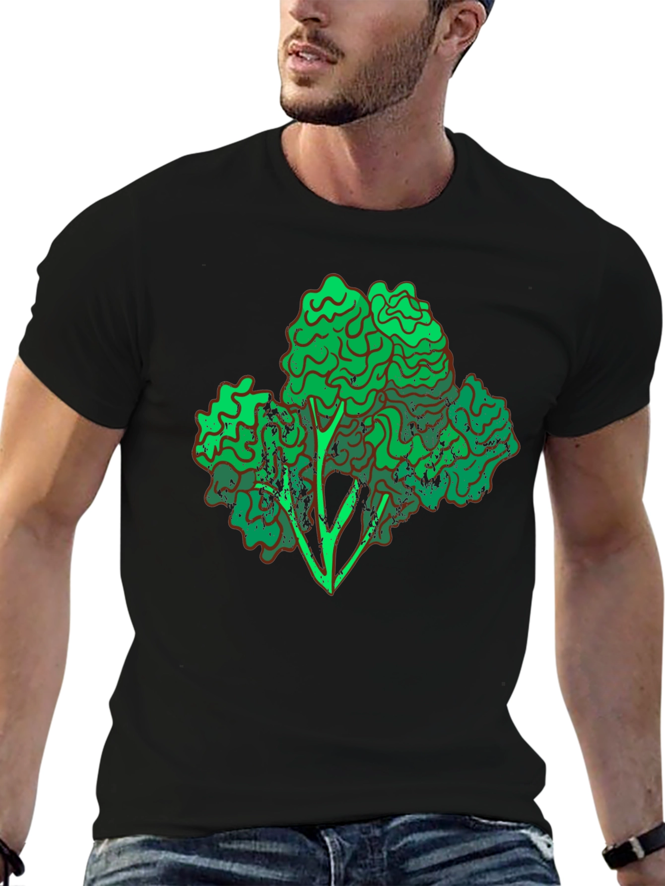 Broccoli Graphic Black T-Shirt