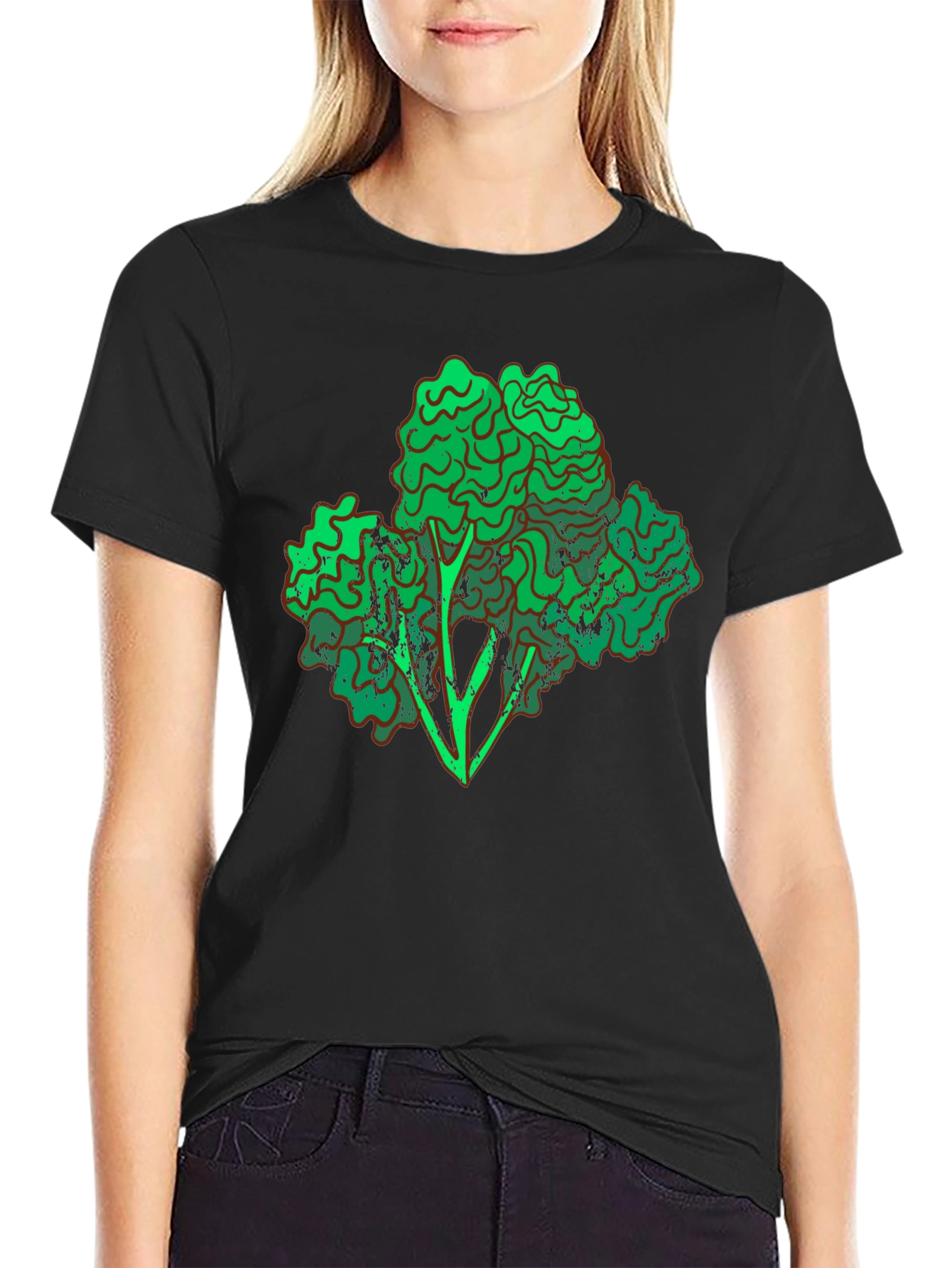 Broccoli Graphic Black T-Shirt