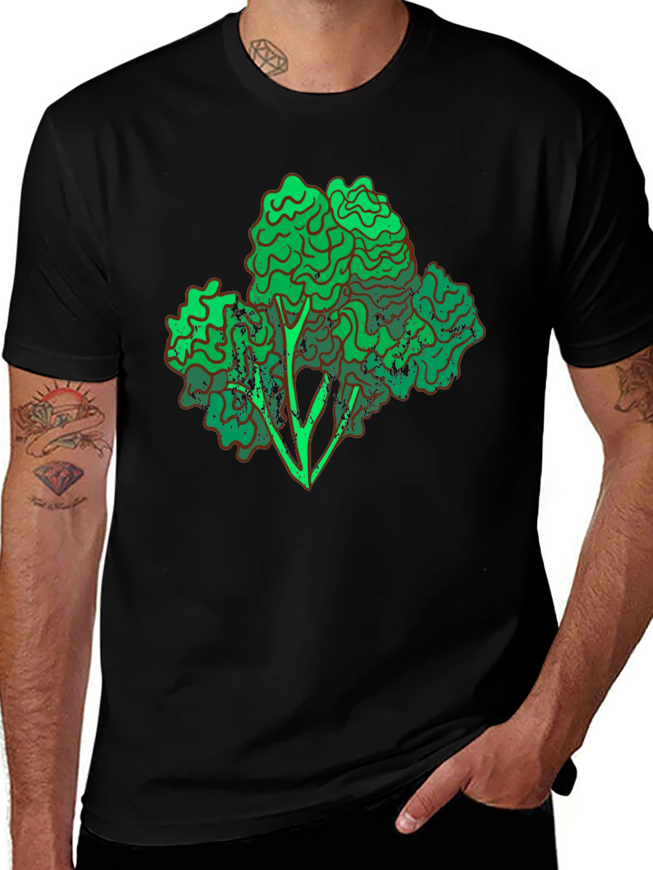 Broccoli Graphic Black T-Shirt