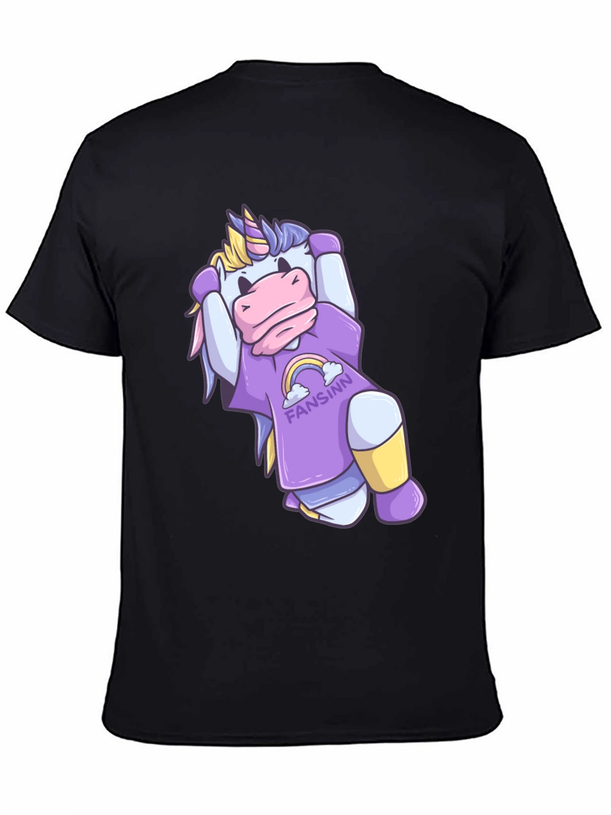 Unicorn Cartoon Graphic Black T-Shirt