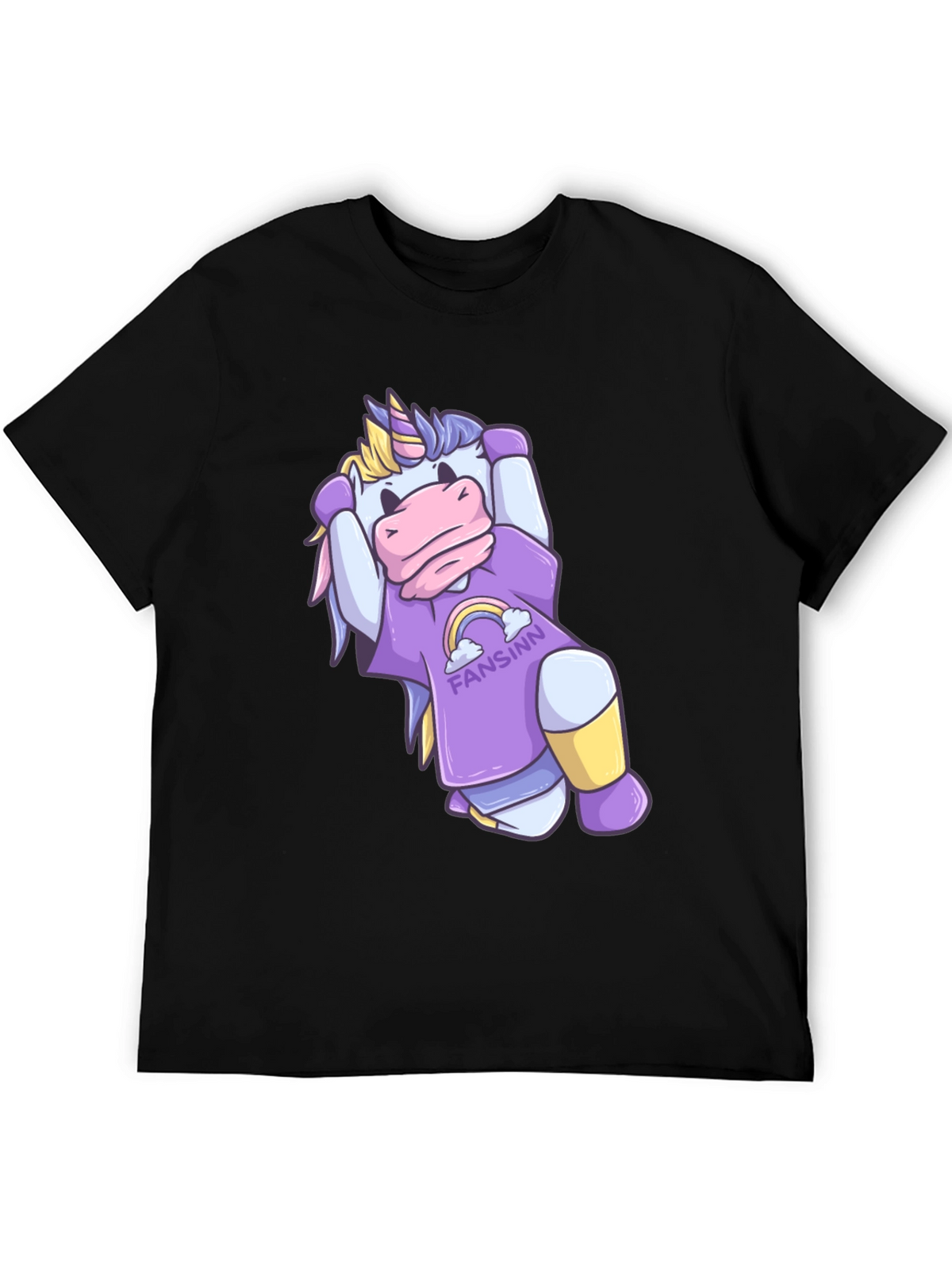 Unicorn Cartoon Graphic Black T-Shirt