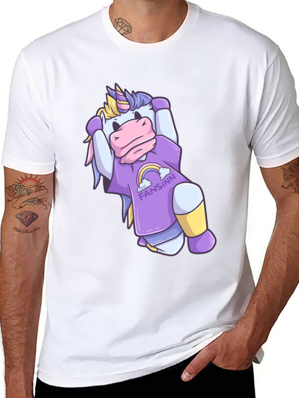 Unicorn Cartoon Graphic Black T-Shirt