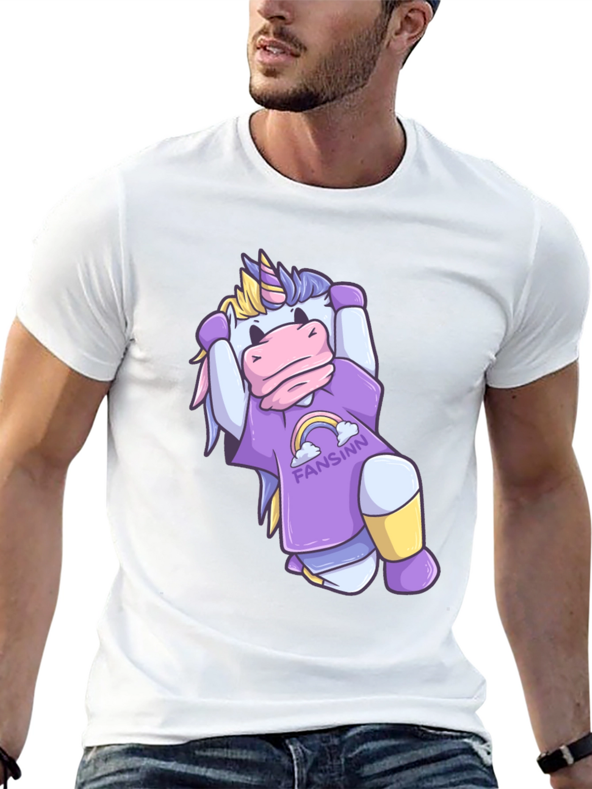 Unicorn Cartoon Graphic Black T-Shirt