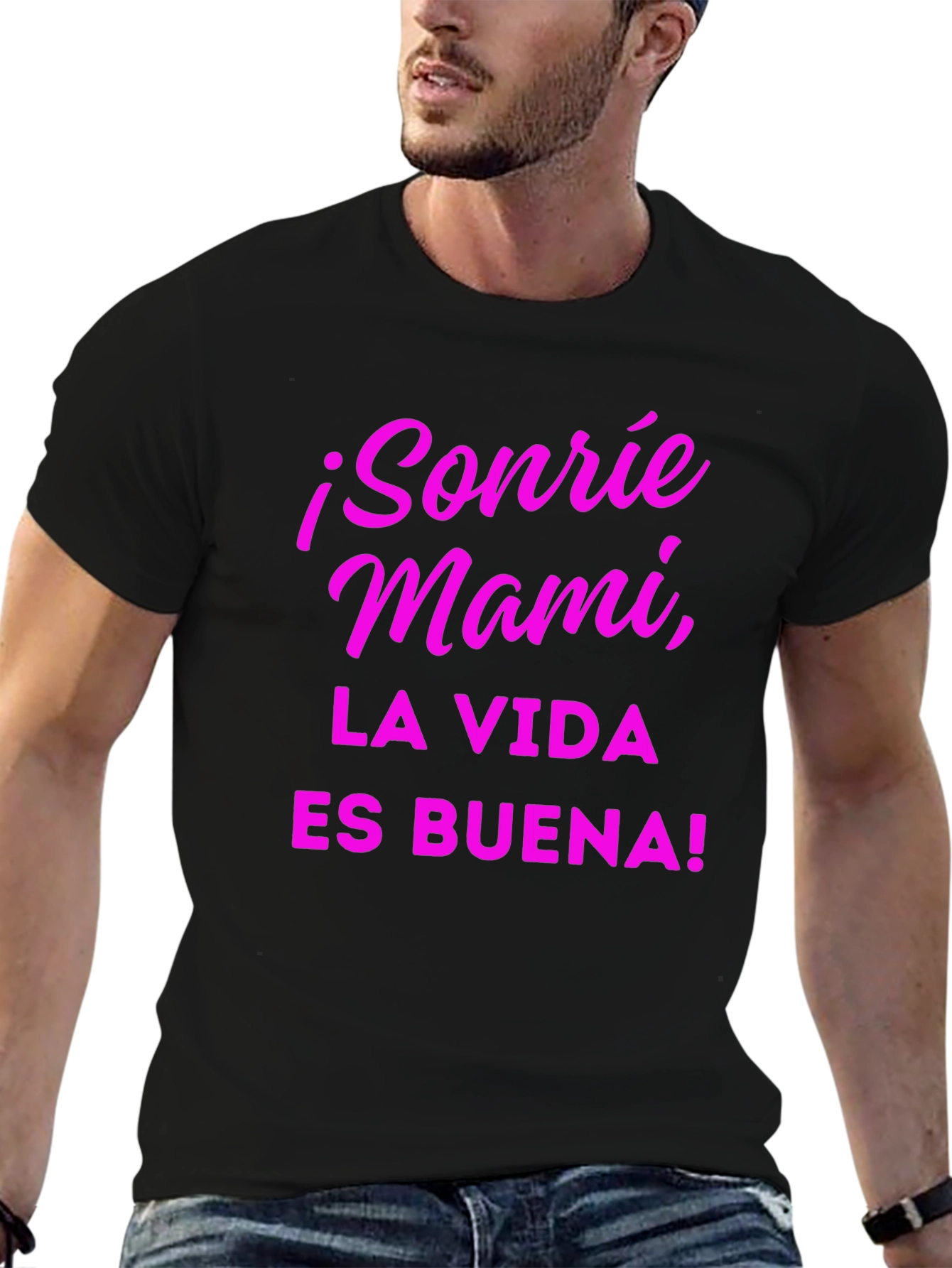 Sonrie Mami T-Shirt La Vida Es Buena! - Black