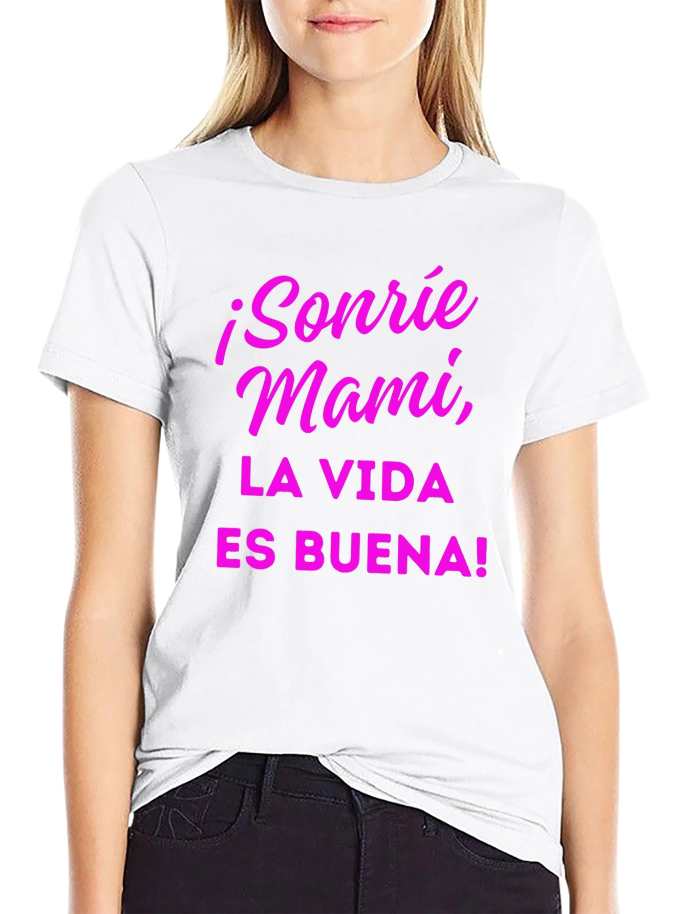 Sonrie Mami T-Shirt La Vida Es Buena! - Black