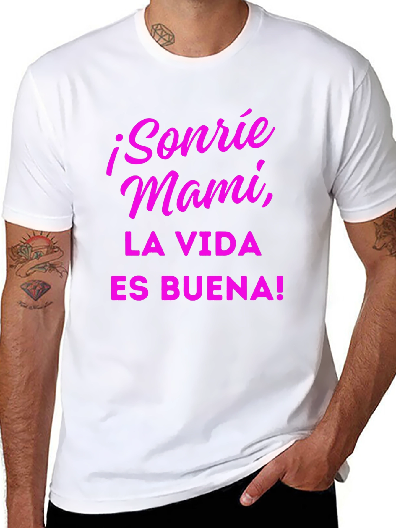 Sonrie Mami T-Shirt La Vida Es Buena! - Black