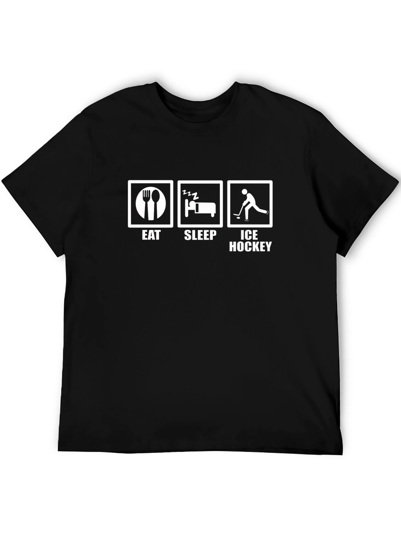 Eat Sleep Ice Hockey T-Shirt - Black Cotton Tee