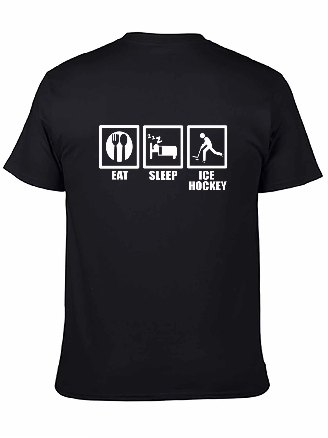 Eat Sleep Ice Hockey T-Shirt - Black Cotton Tee