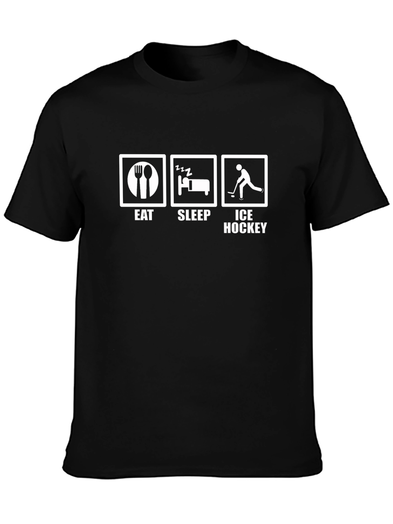 Eat Sleep Ice Hockey T-Shirt - Black Cotton Tee