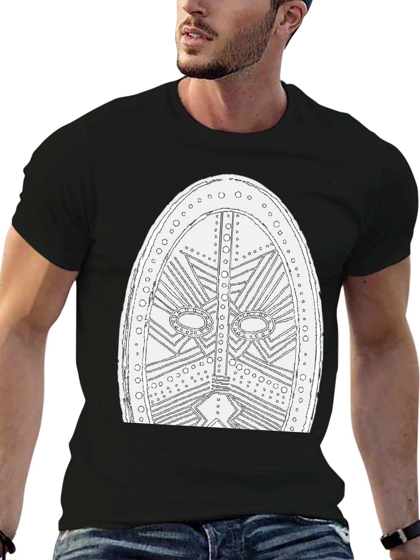 Viking Shield Graphic Tee - Black Cotton T-Shirt
