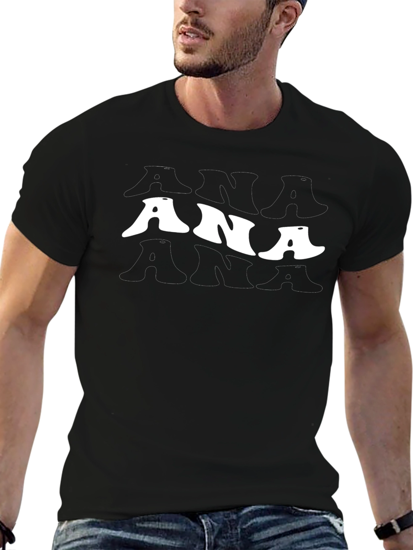 Stylish Black T-Shirt with ANA Graphic