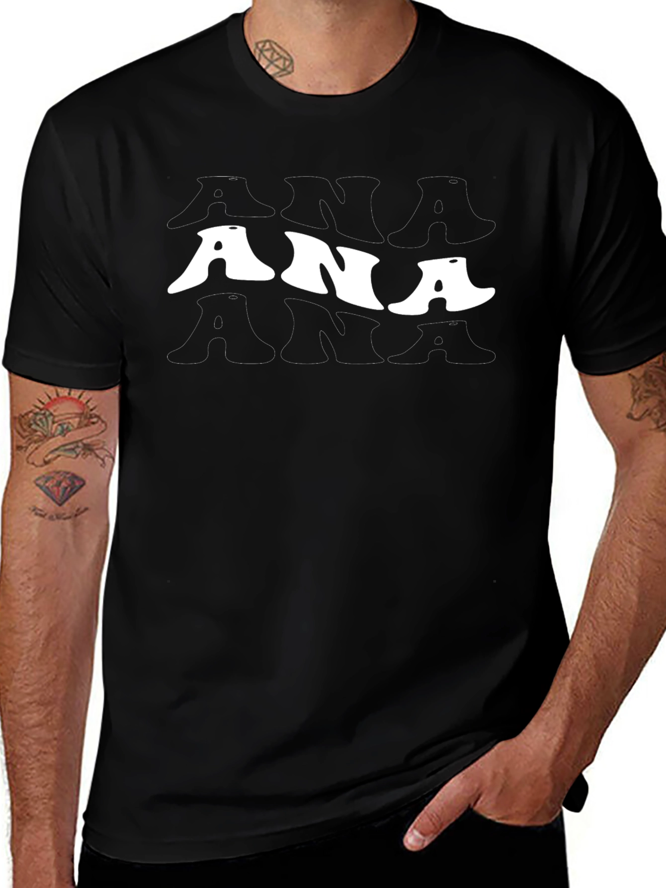 Stylish Black T-Shirt with ANA Graphic