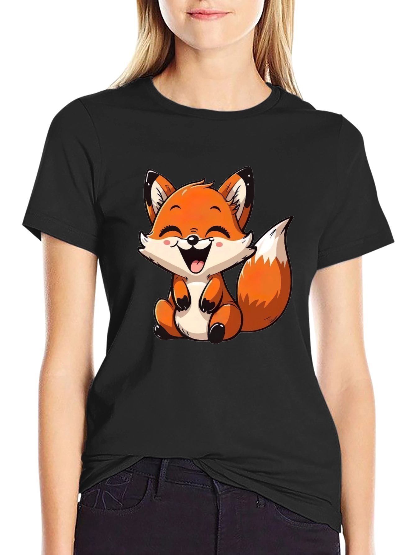 Cute Fox Graphic Tee - Unisex Cartoon Animal T-Shirt