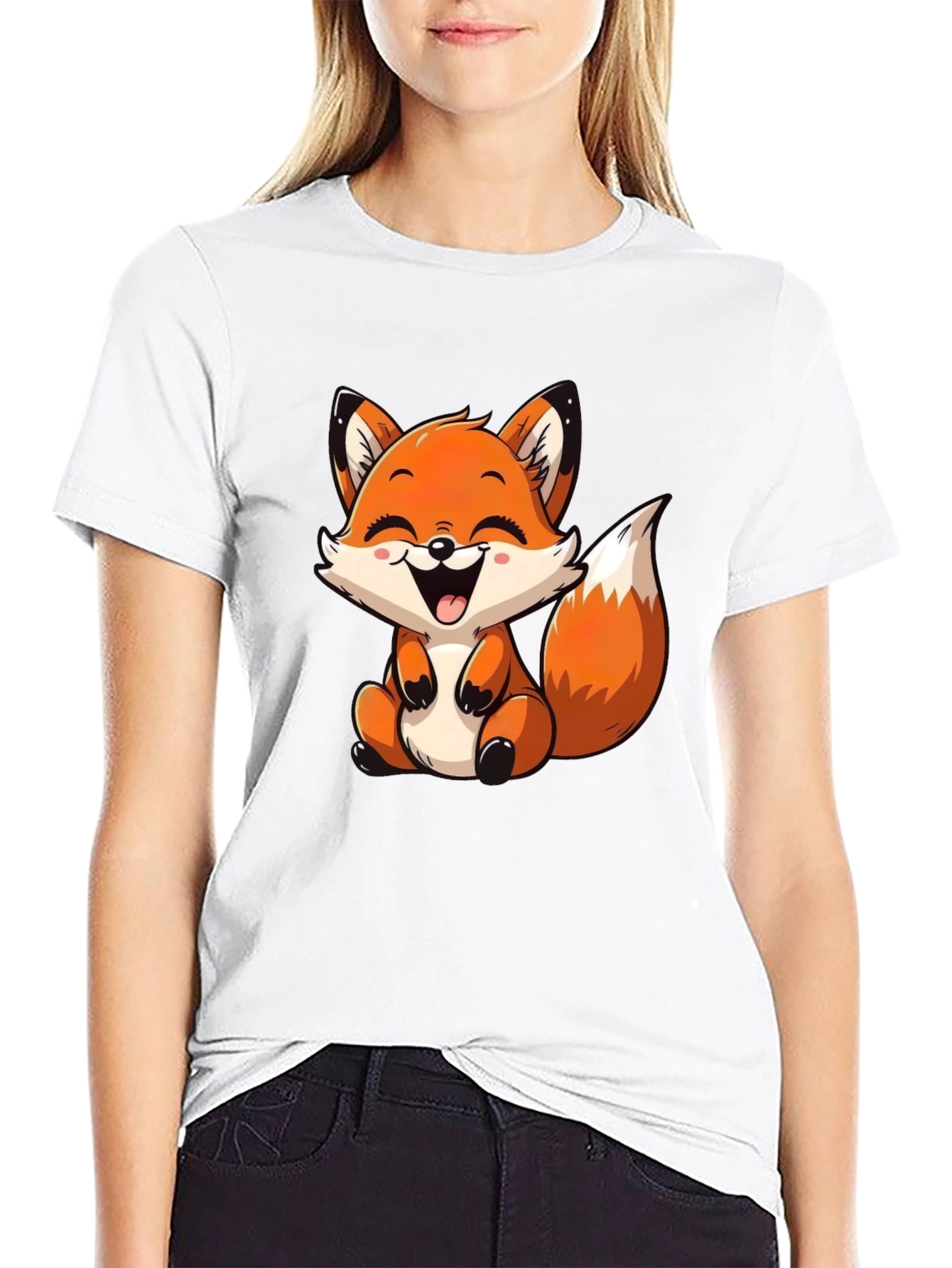 Cute Fox Graphic Tee - Unisex Cartoon Animal T-Shirt