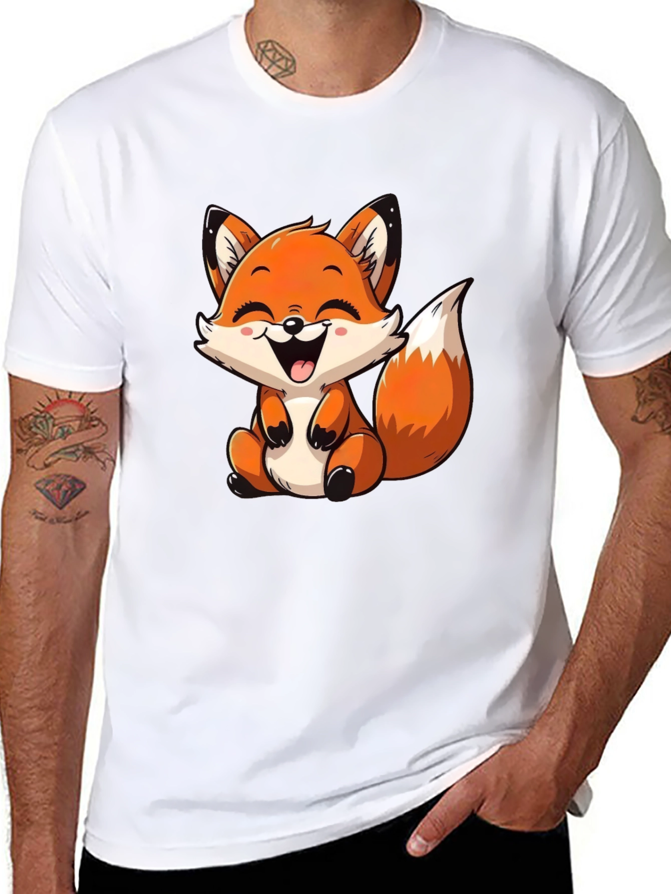 Cute Fox Graphic Tee - Unisex Cartoon Animal T-Shirt