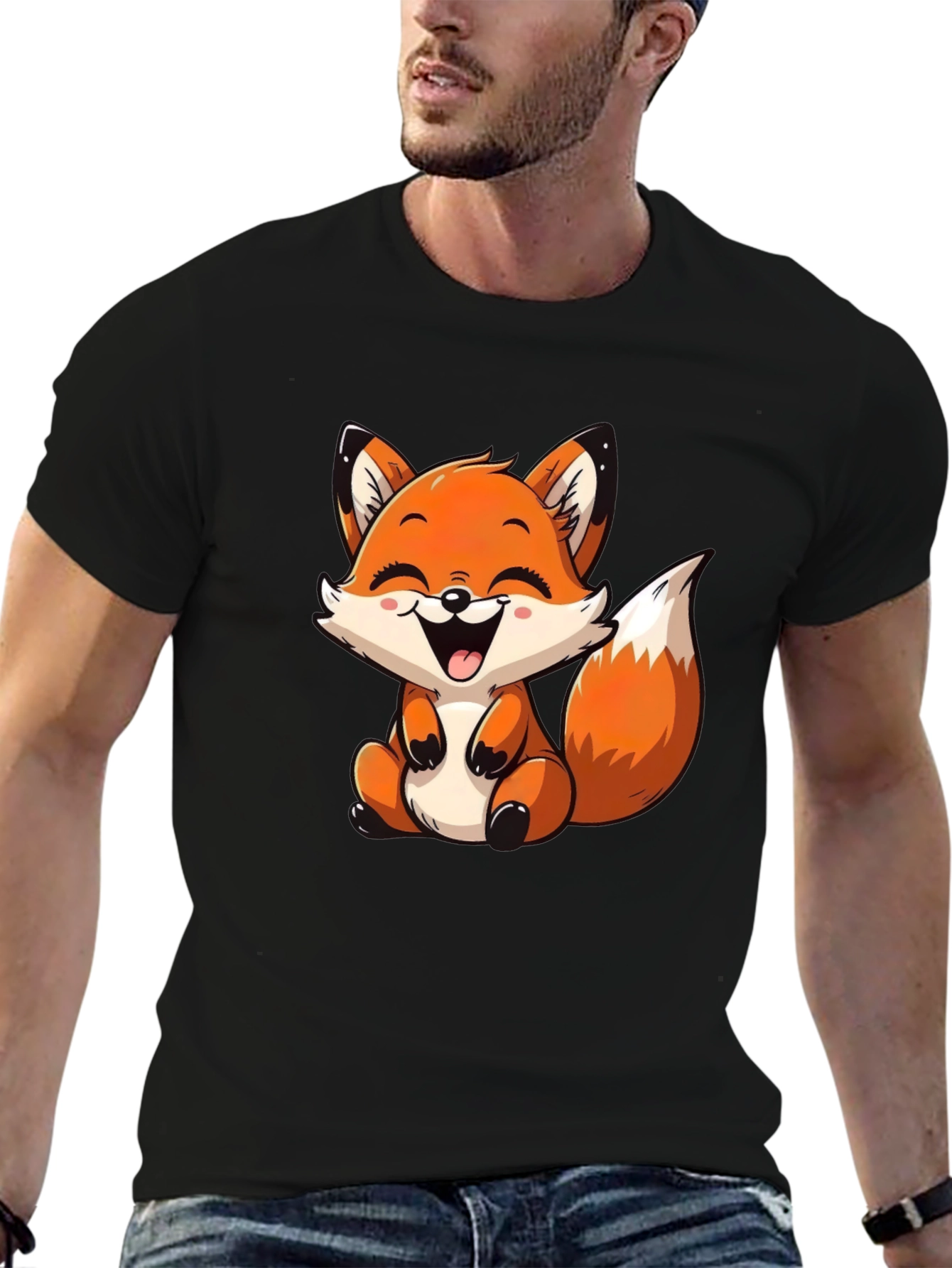 Cute Fox Graphic Tee - Unisex Cartoon Animal T-Shirt