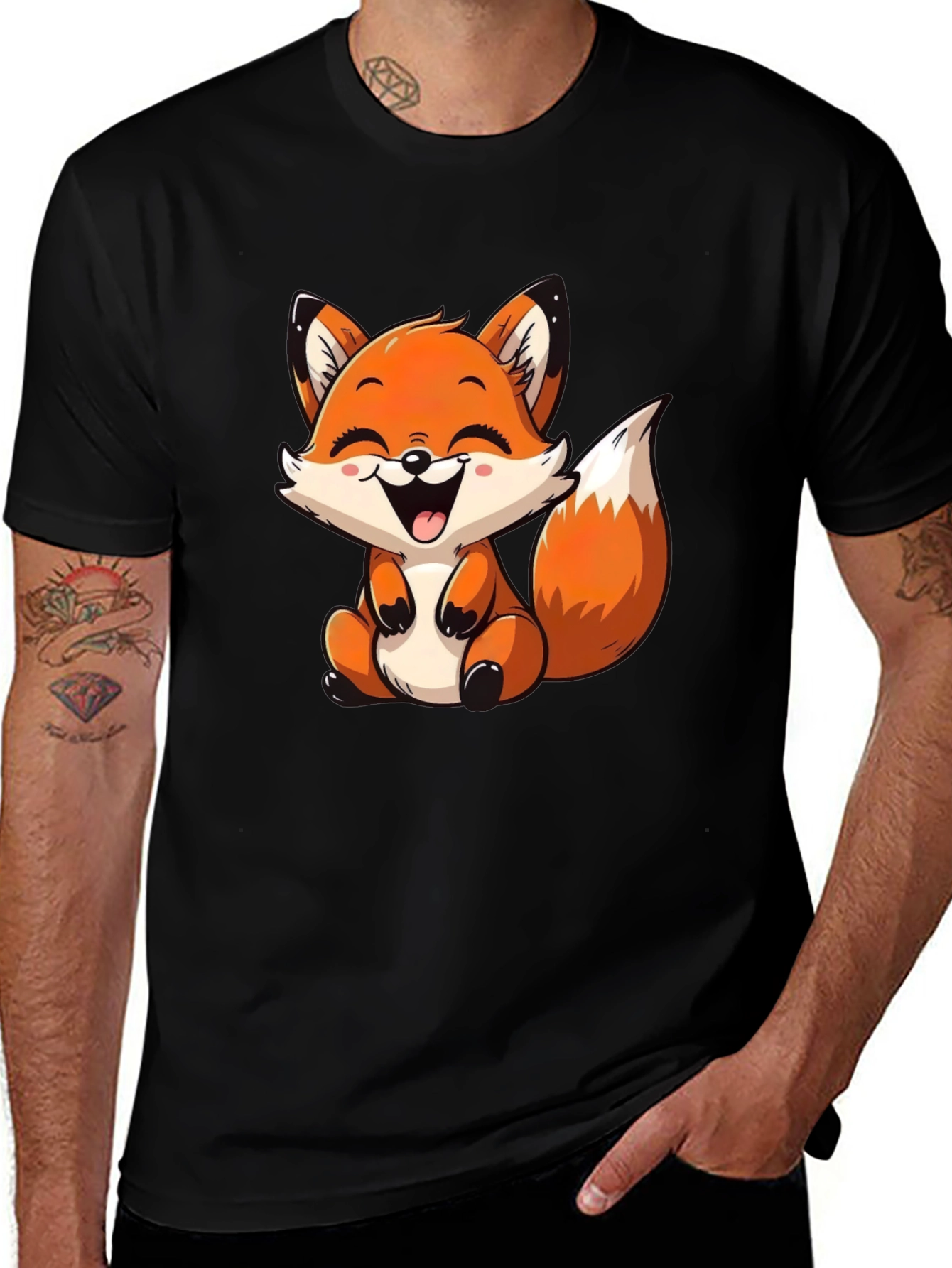 Cute Fox Graphic Tee - Unisex Cartoon Animal T-Shirt