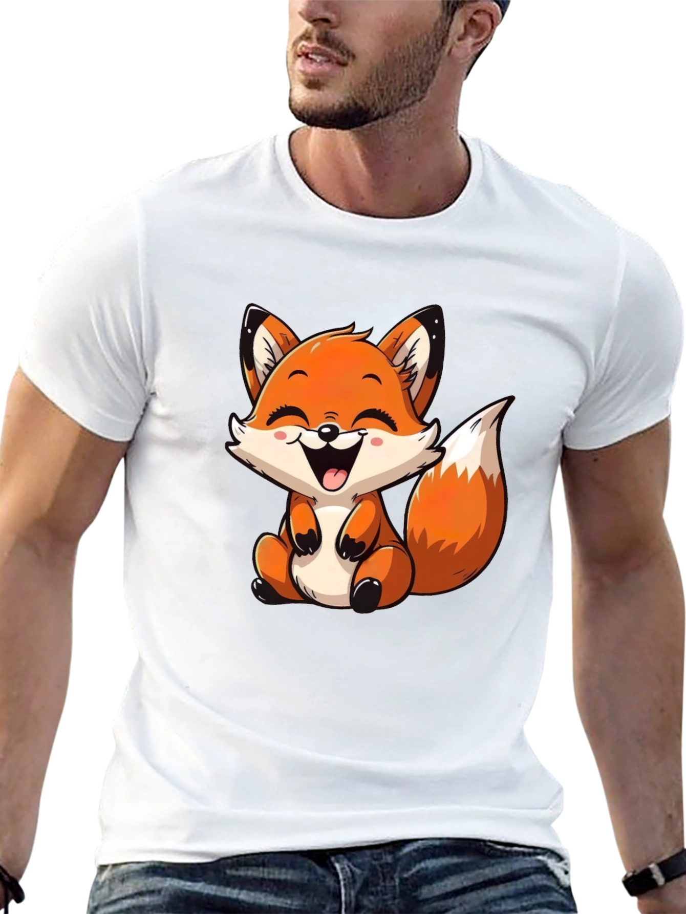 Cute Fox Graphic Tee - Unisex Cartoon Animal T-Shirt