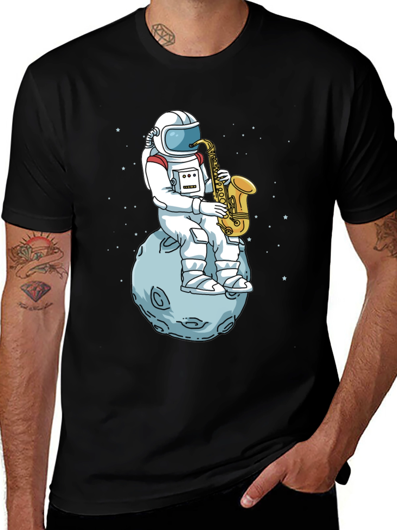 Astronaut Saxophone T-Shirt - Space Musician Tee
