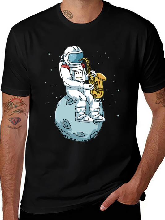 Astronaut Saxophone T-Shirt - Space Musician Tee