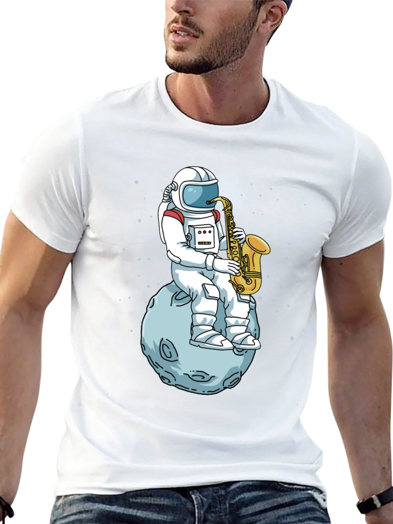 Astronaut Saxophone T-Shirt - Space Musician Tee