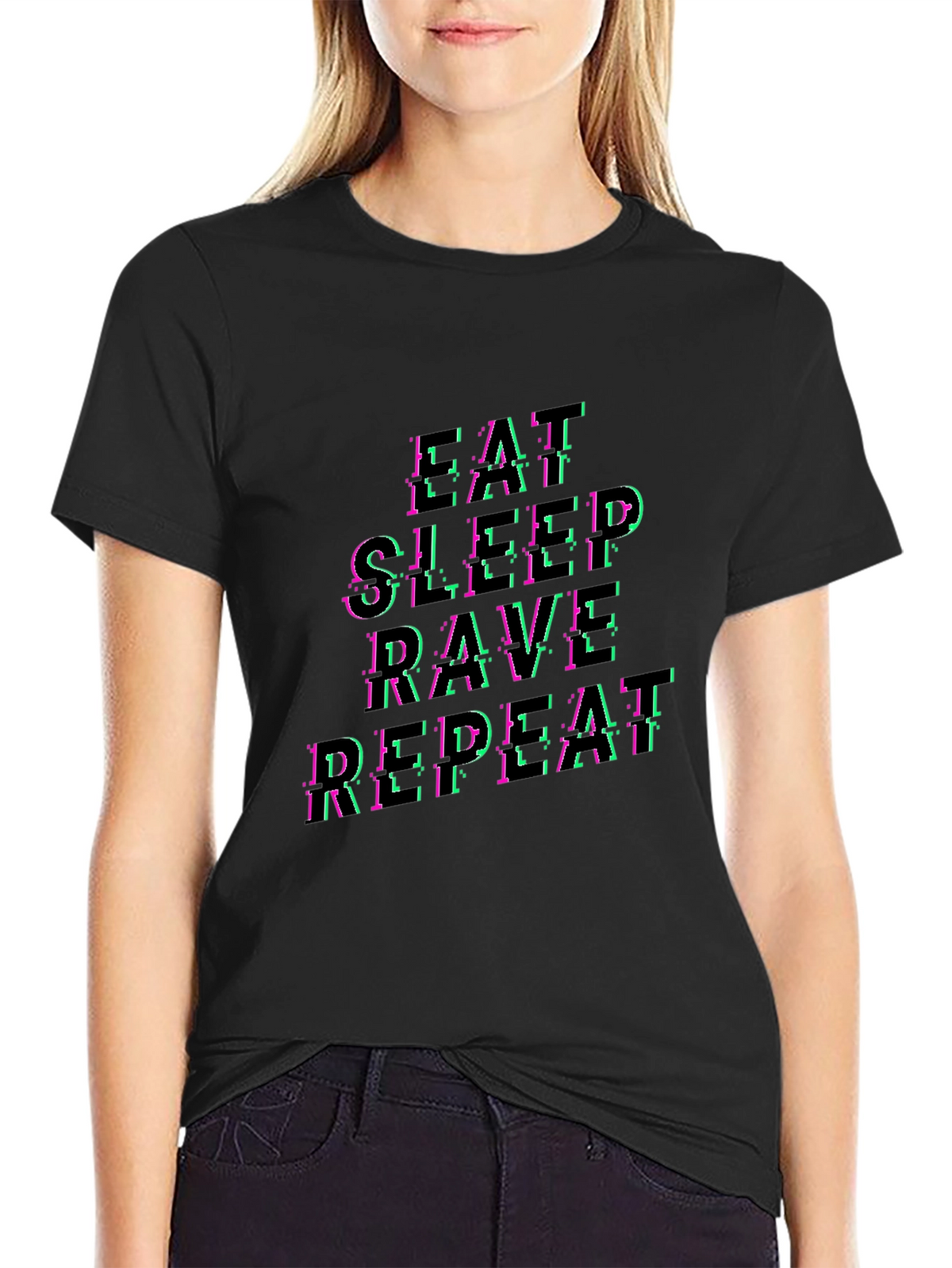Eat Sleep Rave Repeat Graphic Tee - Black