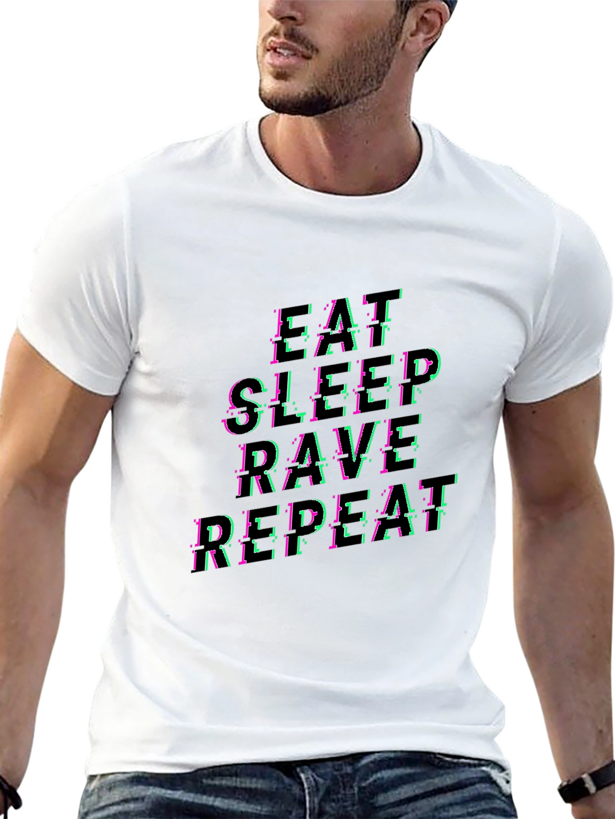 Eat Sleep Rave Repeat Graphic Tee - Black