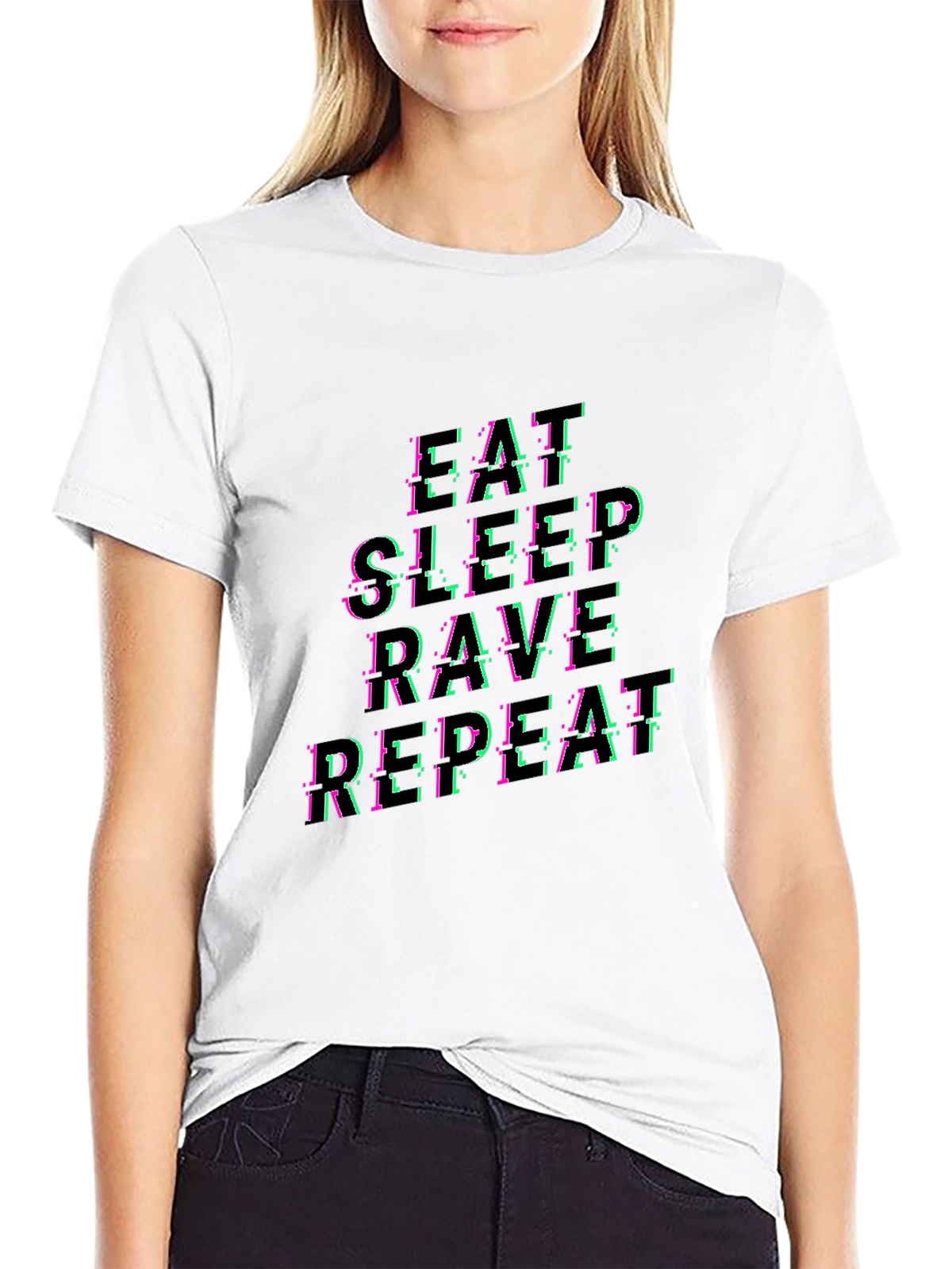 Eat Sleep Rave Repeat Graphic Tee - Black