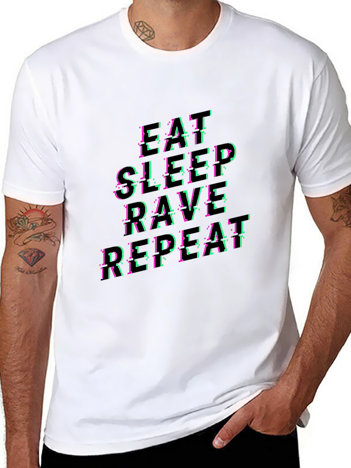 Eat Sleep Rave Repeat Graphic Tee - Black