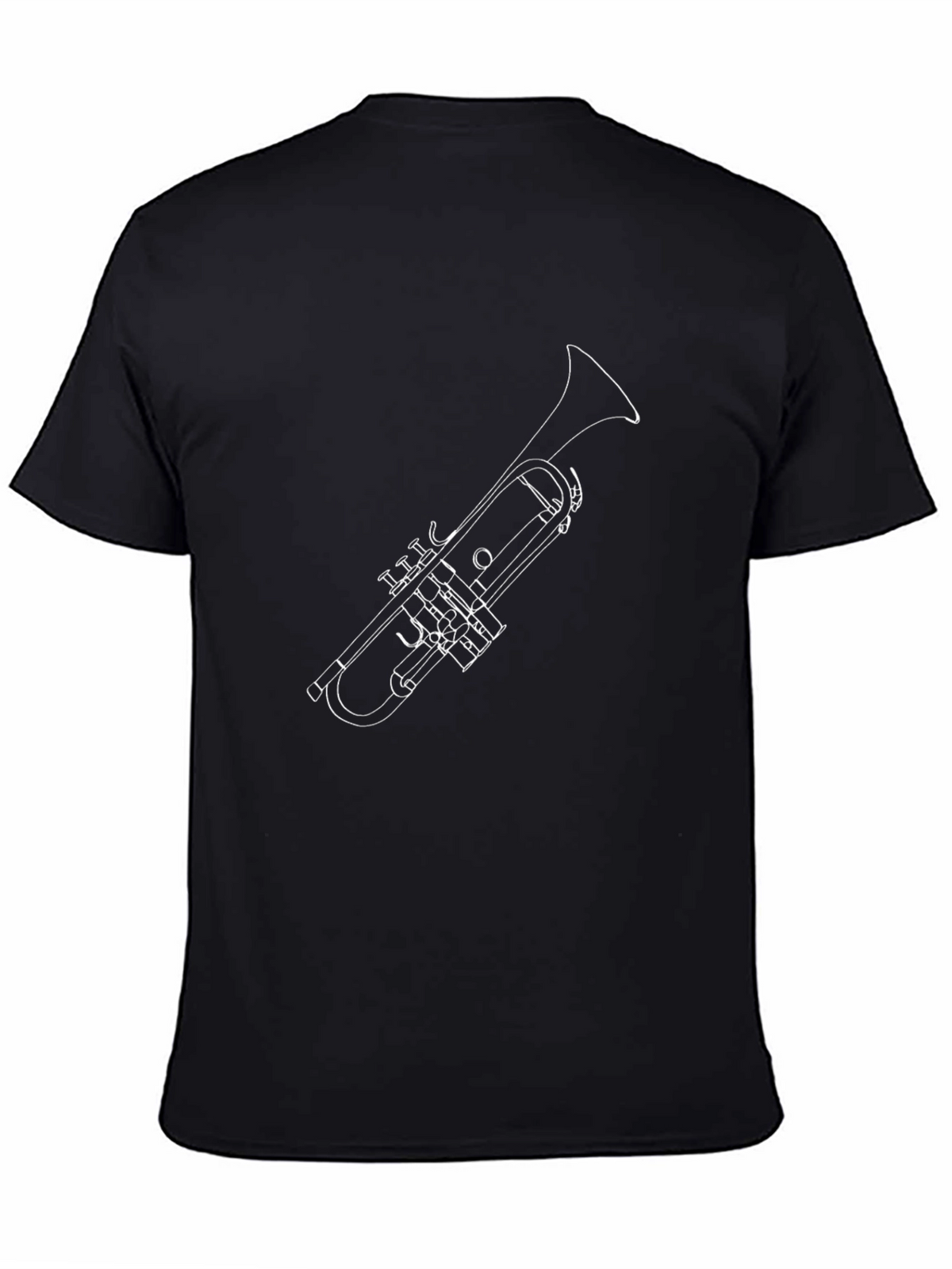 Trumpet Outline Black T-Shirt