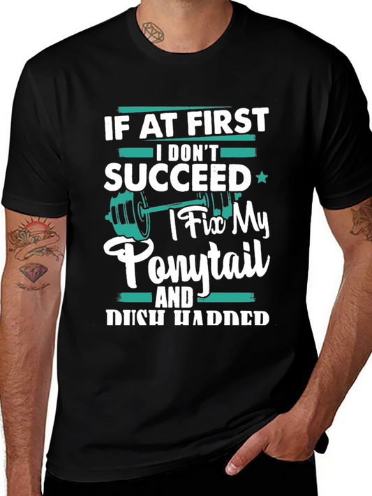 Funny Workout T-Shirt for Women - Ponytail Fix Design