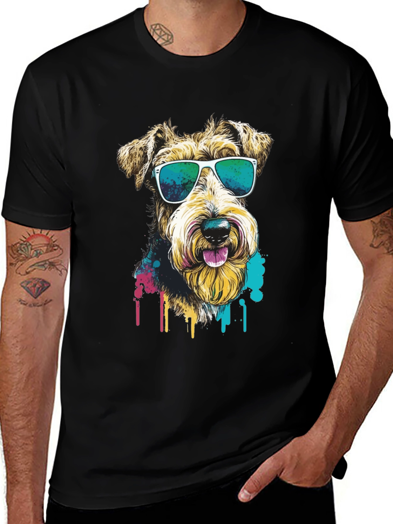 Cool Dog Graphic Tee - Black Cotton Shirt