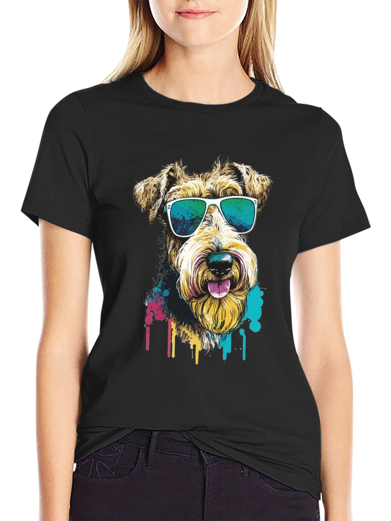 Cool Dog Graphic Tee - Black Cotton Shirt